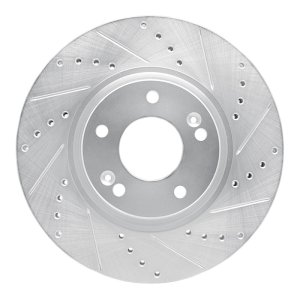 Hyundai AZERA Brake Rotor (1) - Front Right - R1 Concepts - Drilled & Slotted - Silver - `04-`11